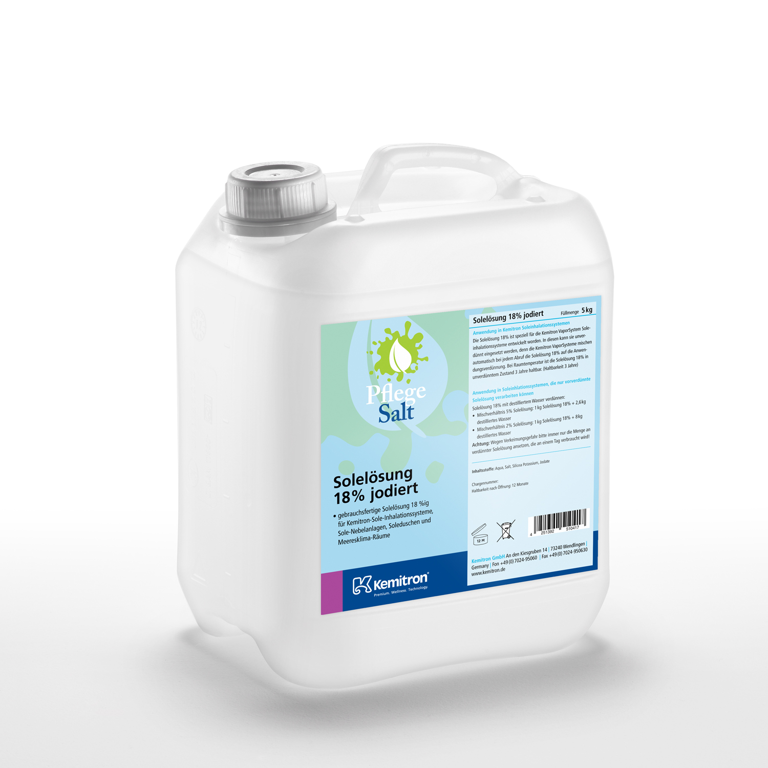Salt Brine solution, 18% iodized, 5 kg Canister